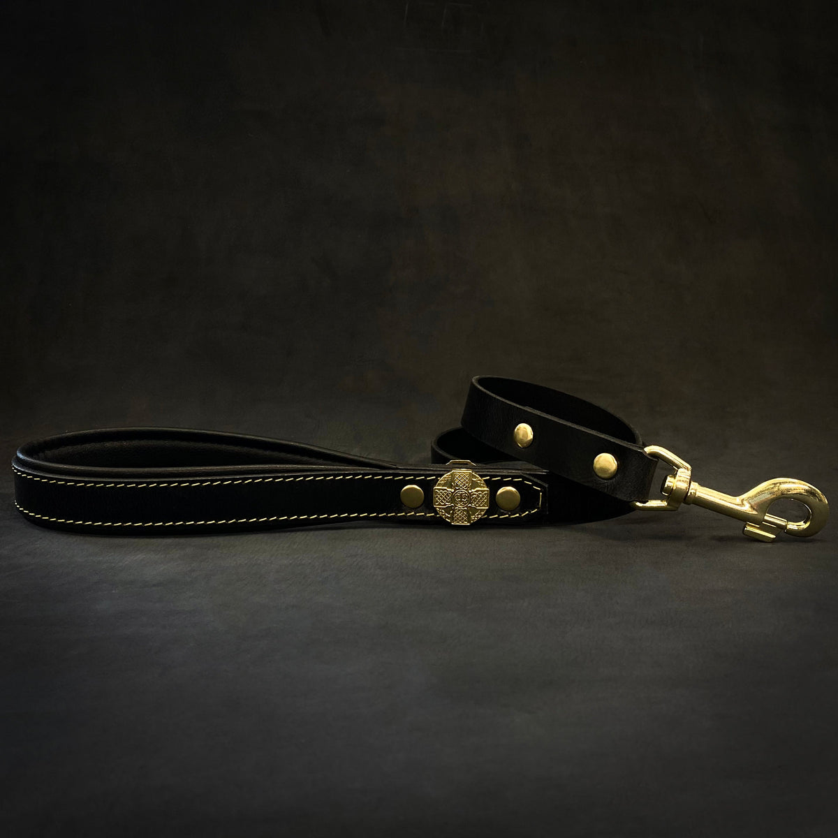 Bestia Maximus 1" Leather Dog Leash – Gold