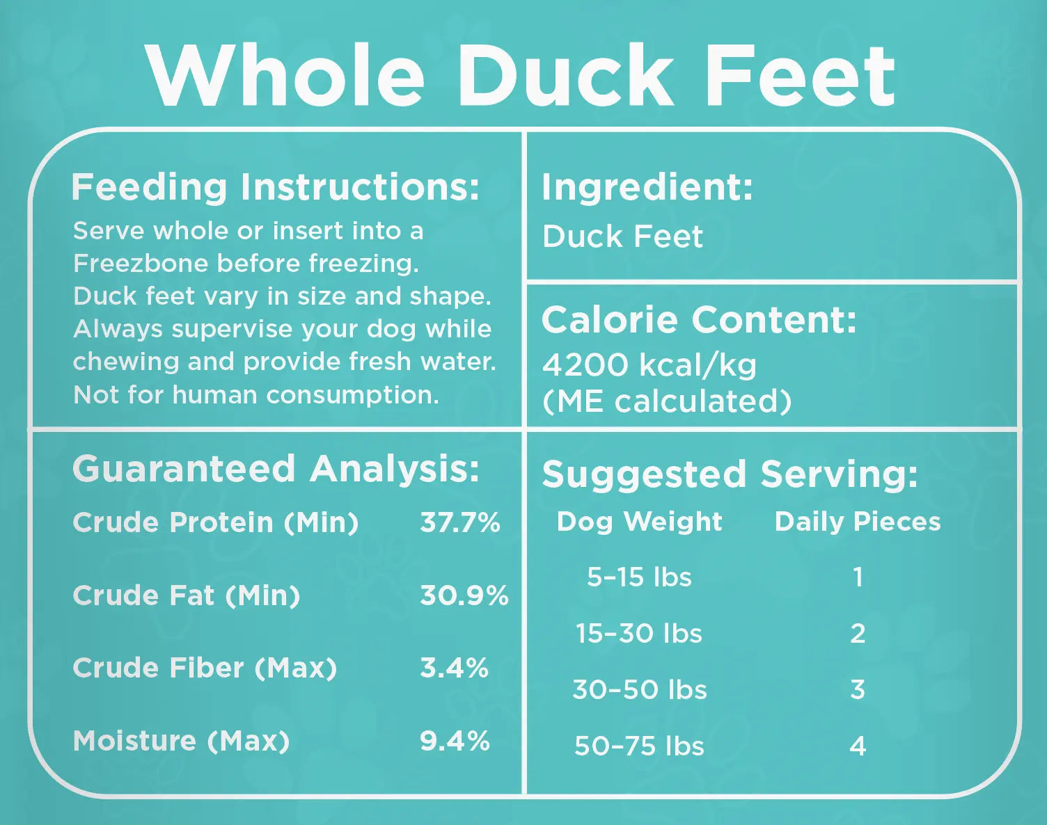 Freezbone Whole Duck Feet Dental Treats for Dogs - Human Grade - Single Ingredient Freezbone