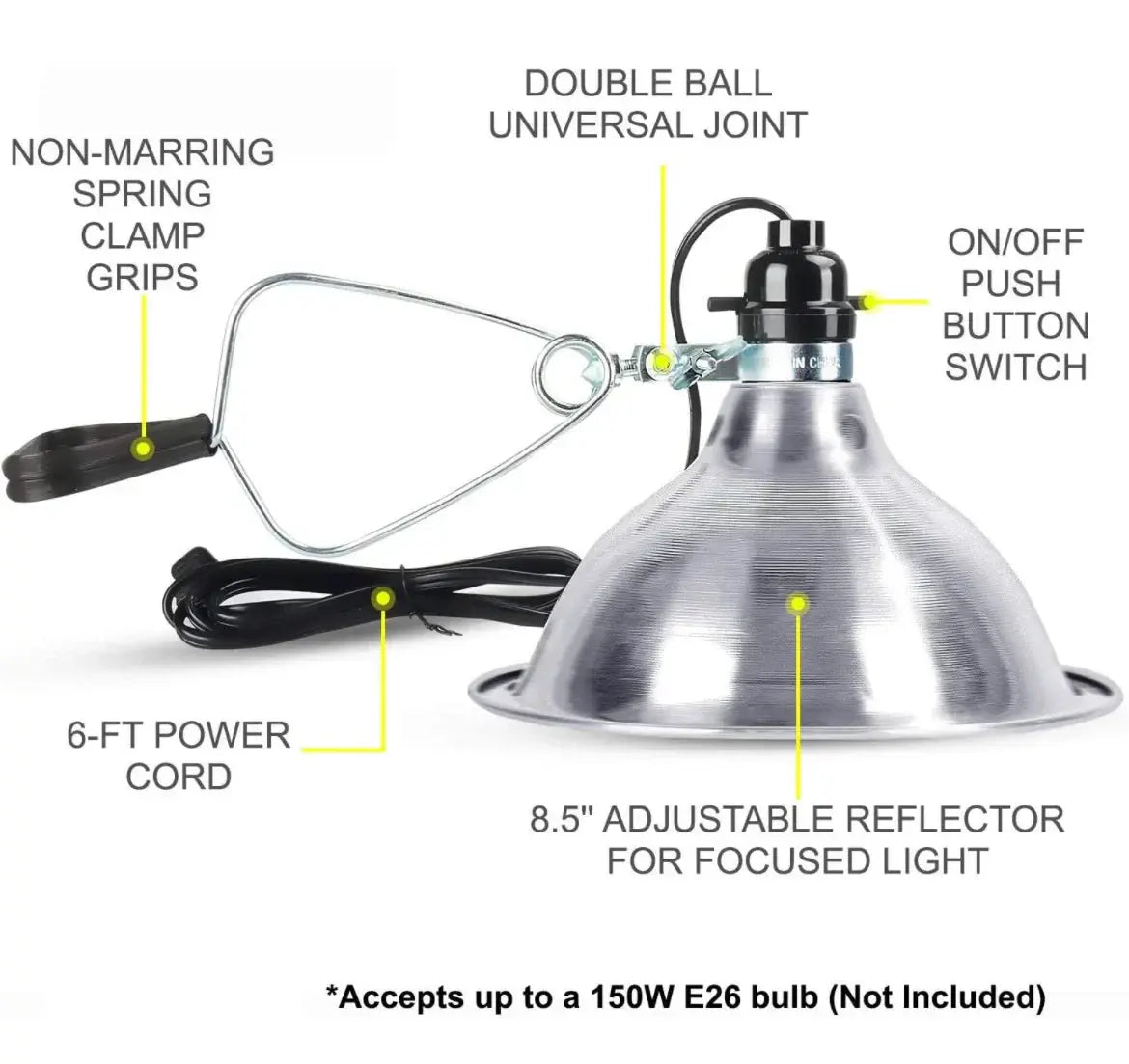 100w/150w Heat lamp with clamp (No bulb included) Horizon Animal Care