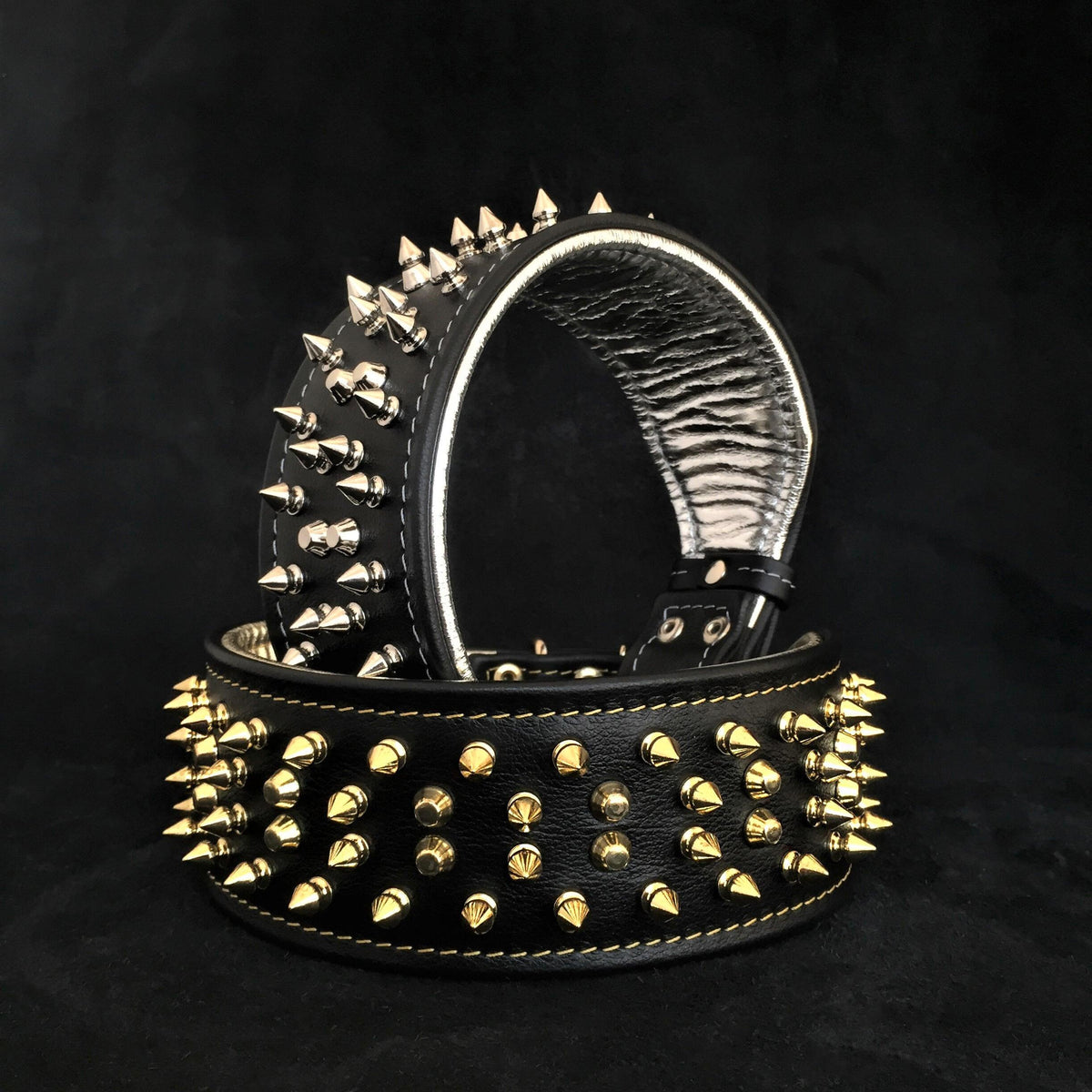 Bestia Crown Leather Dog Collar – Black