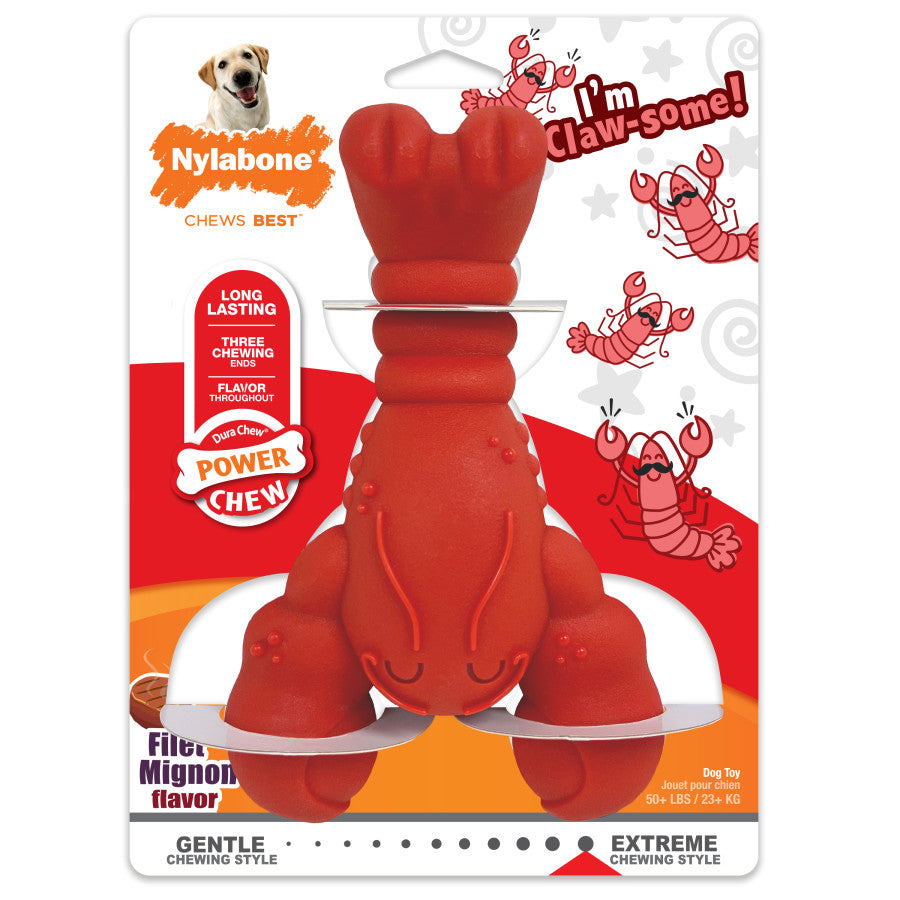 Nylabone Power Chew Lobster Dog Chew Toy Filet Mignon, 1ea/XL