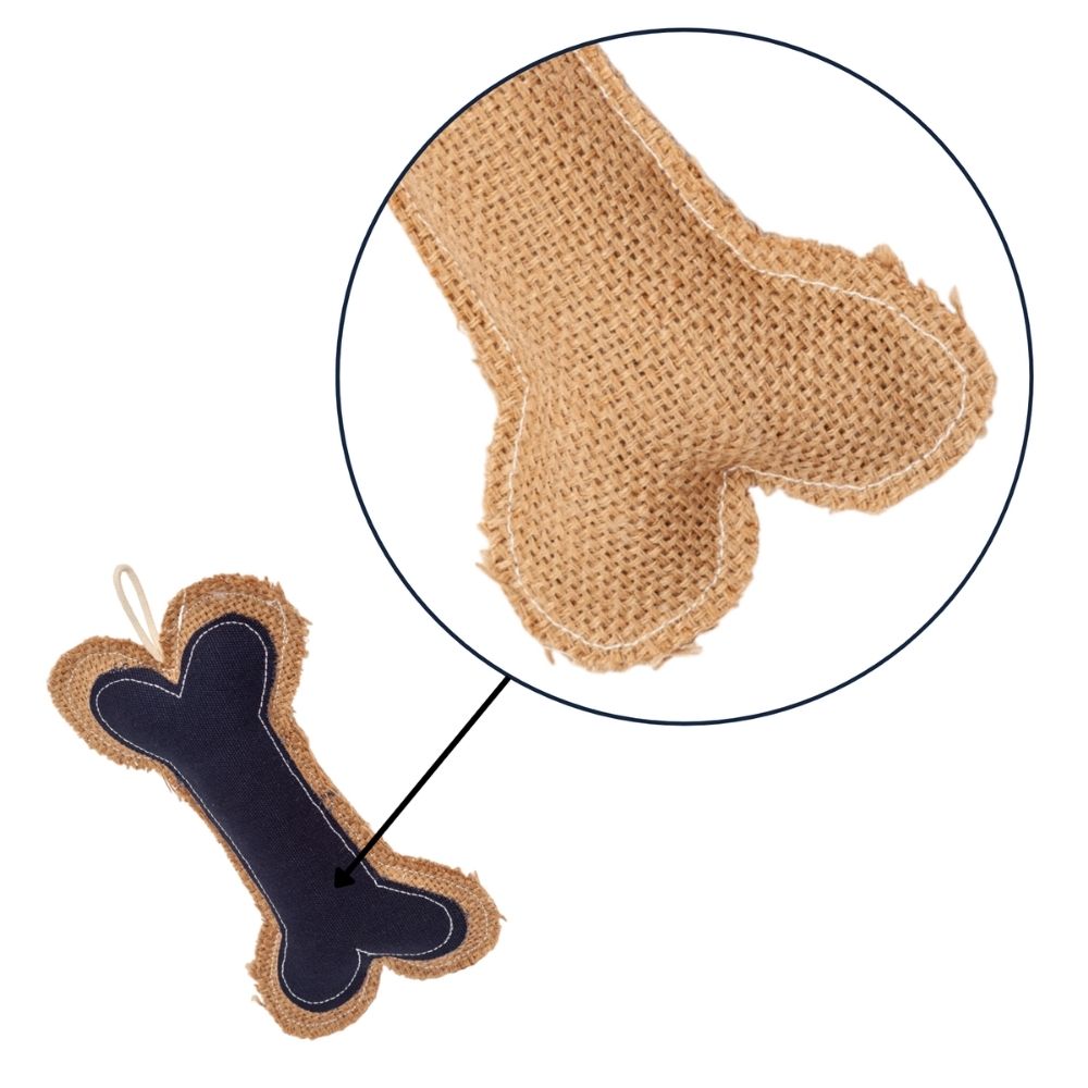 Country Living Jean Leather-Jute Bone Pillow Dog Toy, 5 × 9 in