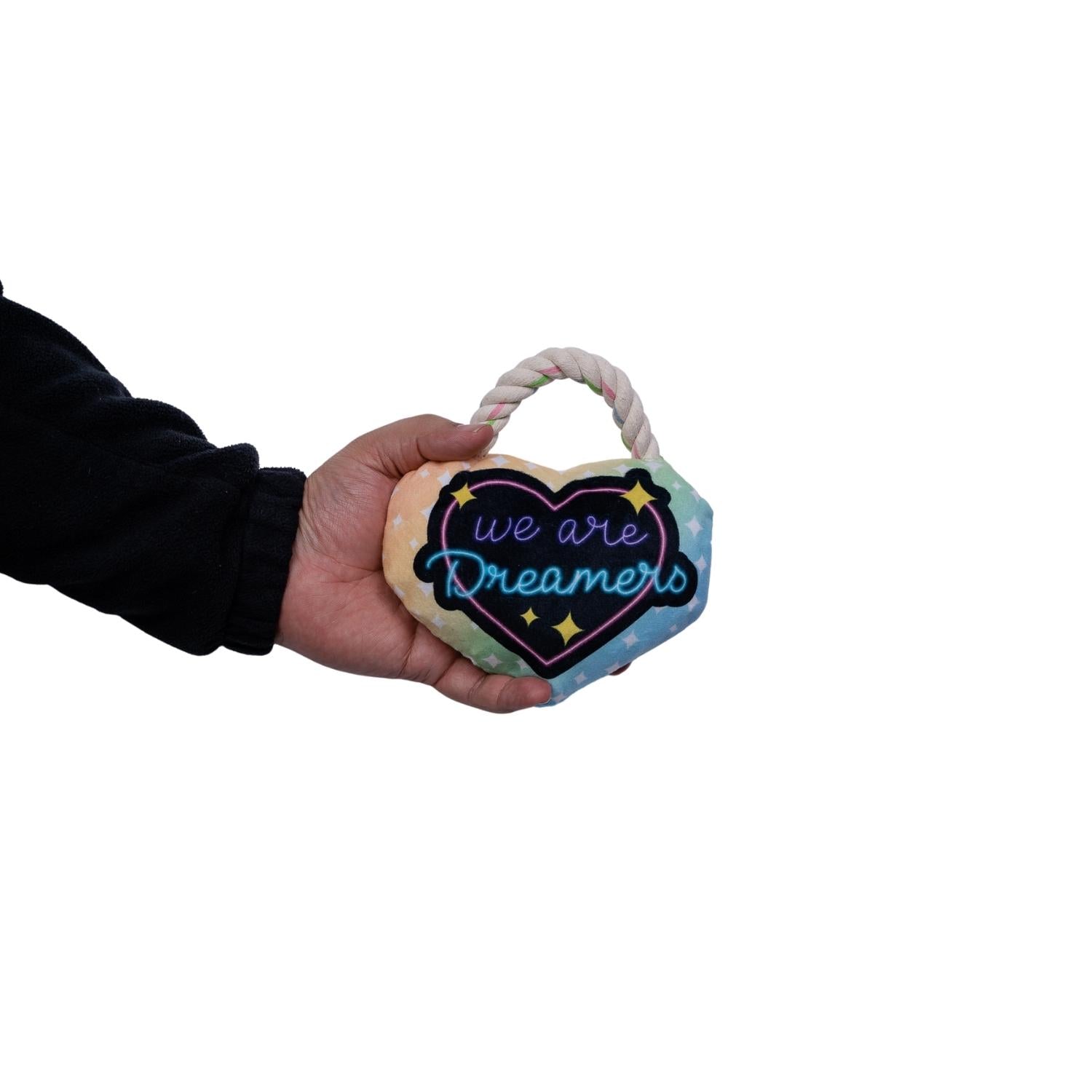 Love Heart Plush Dog Toy – with Squeaker & Crinkle Paper for Fun Play