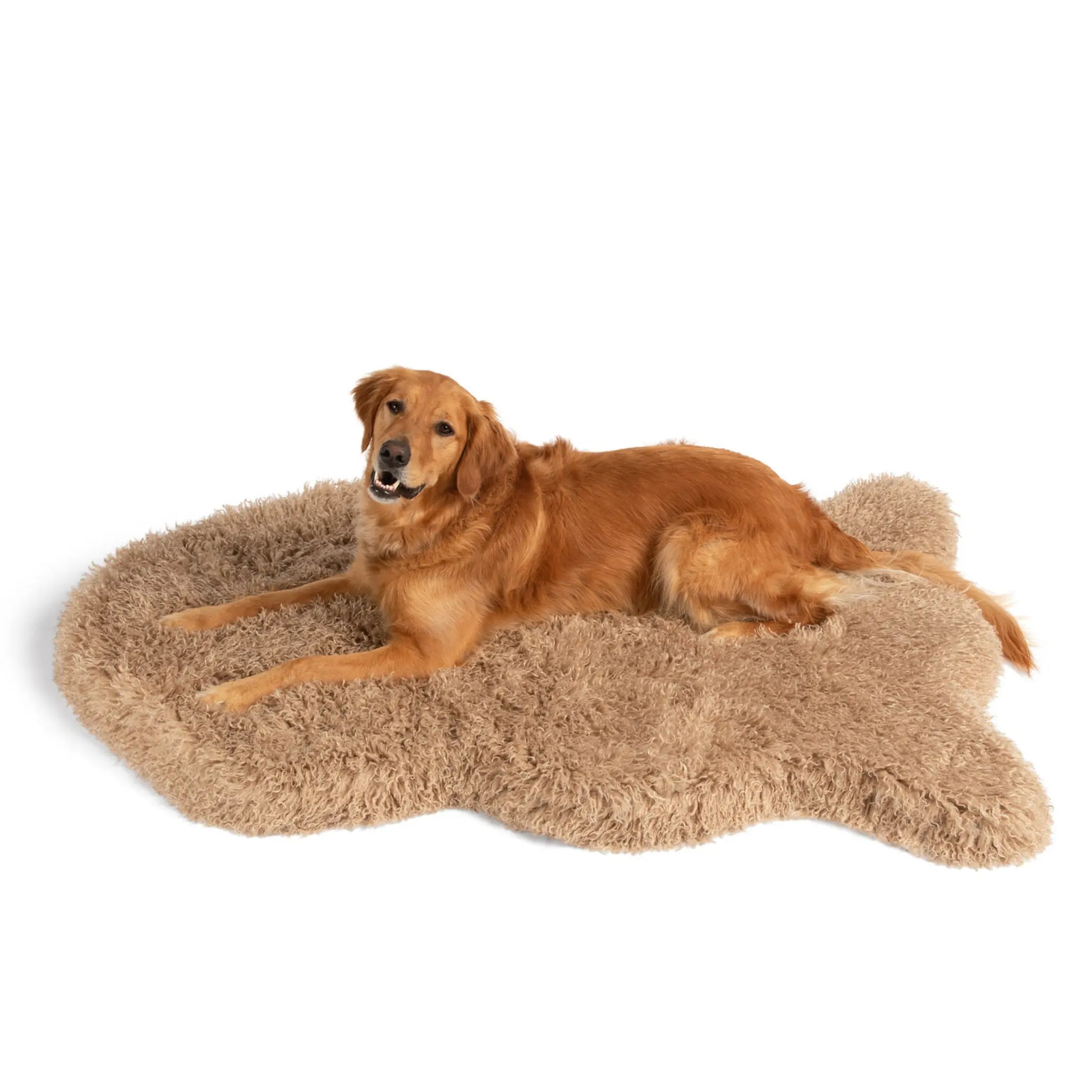 PupRug™ Luxe Faux Fur Orthopedic Dog Bed -  Plush Sheep Tan Paw.com
