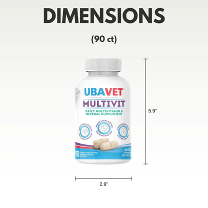 UBAVET MULTIVIT Daily Vitamin and Mineral Tablet for Dogs – Comprehensive Nutritional Support – (90 ct) American Pet Supplies