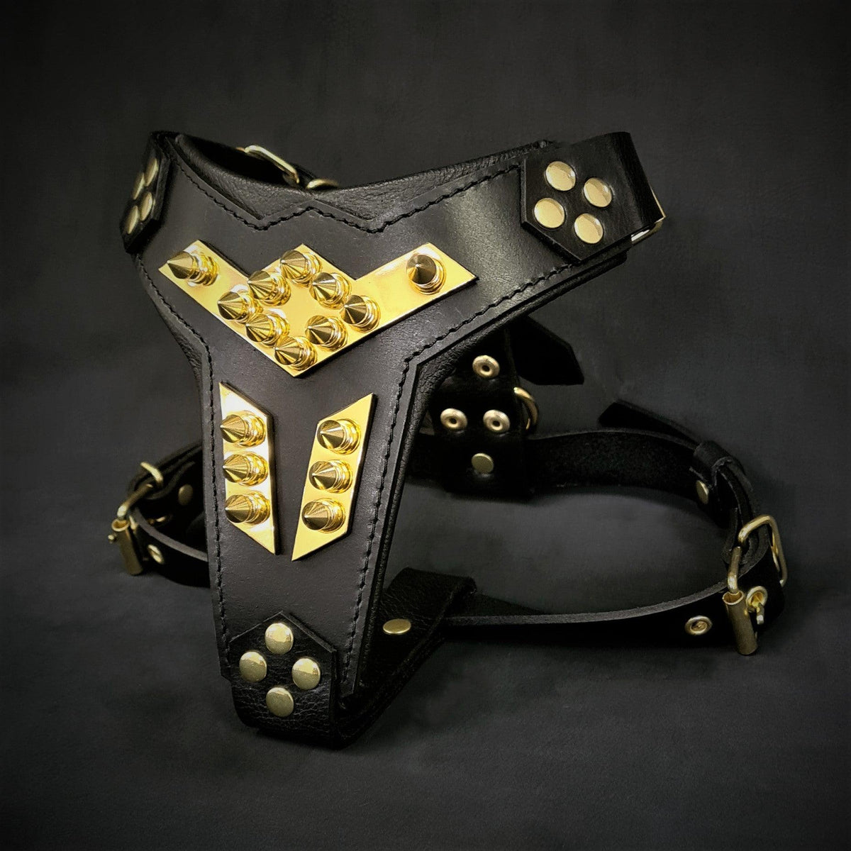 Bestia Midas Leather Dog Harness – Gold, Medium Dogs