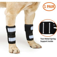NeoAlly Dog Front Leg Brace with Reflective Straps - Metal Spring Inserts for Carpal Support (Pair)