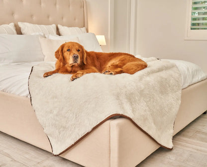 PupProtector™ Summer Short Fur Waterproof Throw Blanket - Polar White Paw.com