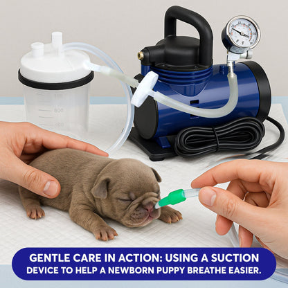 Neo-Natal Puppy Suction Machine with Adapter – Airway Care Tool for Newborn Puppies – Includes Hose and Puppy Nostril Adapter – Lifetime Adapter Replacement Program Horizon Animal Care