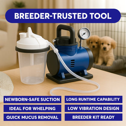 Neo-Natal Puppy Suction Machine with Adapter – Airway Care Tool for Newborn Puppies – Includes Hose and Puppy Nostril Adapter – Lifetime Adapter Replacement Program Horizon Animal Care
