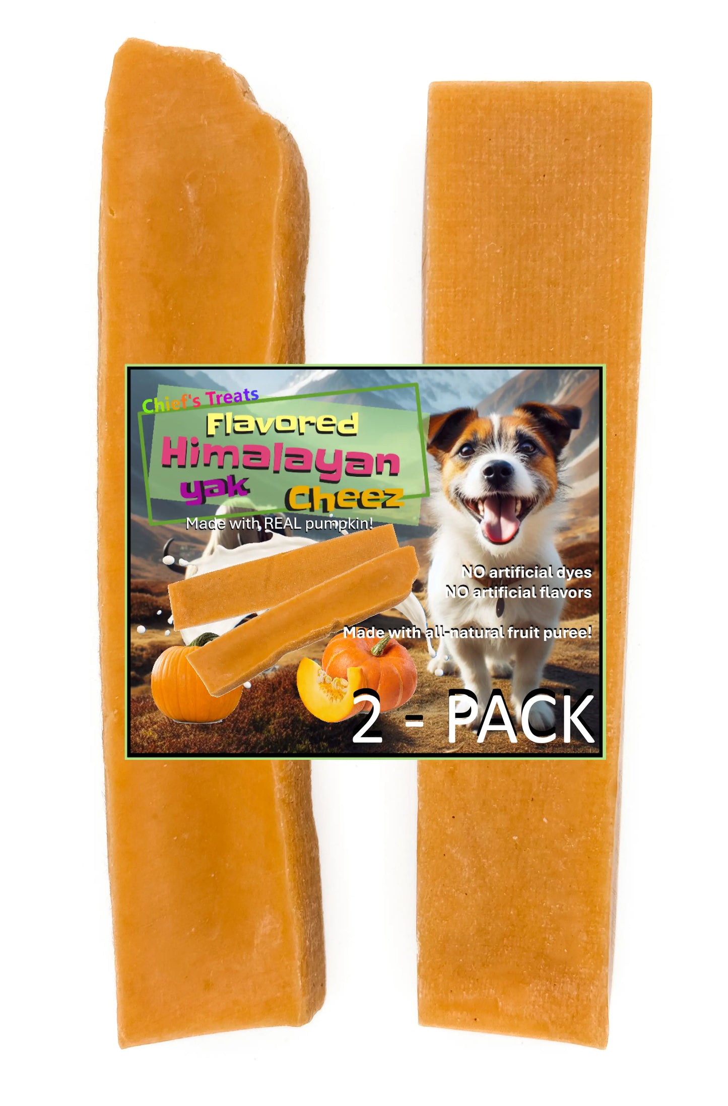 Pumpkin Flavored Yak Cheese Chew - made with REAL PUMPKIN Puree - Single Chief’s Treats and Pet Supplies
