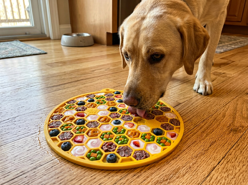 Honeycomb Design emat - Enrichment Lick Mat For Dogs and Cats - With Suction Cups | USA Made