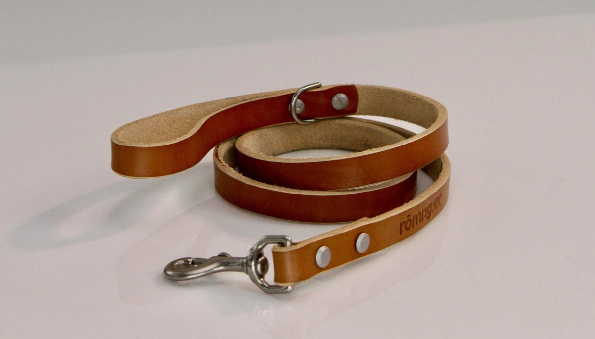 handmade leather dog leash by rōmng