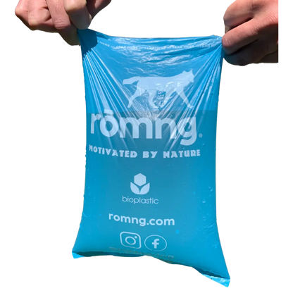 bio-based dog poop bags + bamboo dispenser rōmng