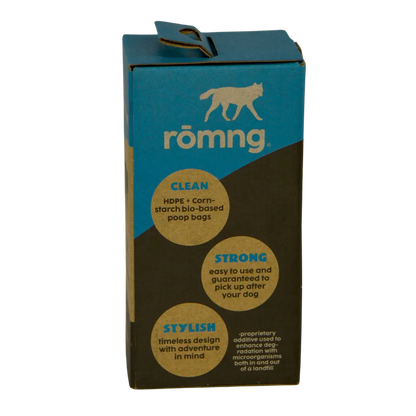 bio-based dog poop bags + bamboo dispenser rōmng