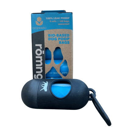 bio-based dog poop bags + bamboo dispenser rōmng