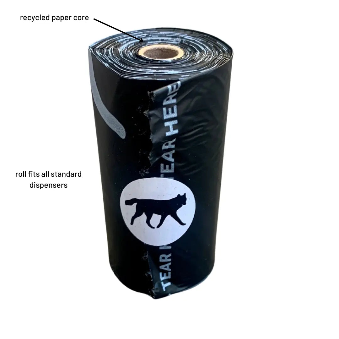 compostable plant-based dog poop bags + bamboo dispenser rōmng