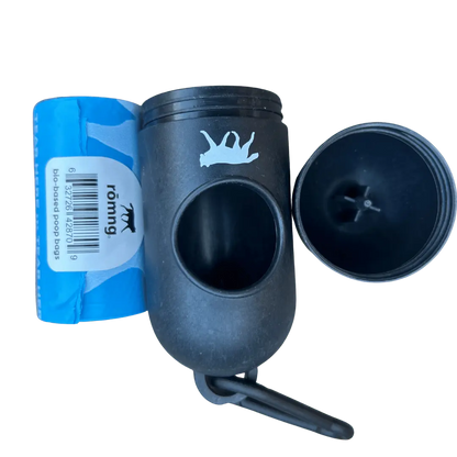 bio-based dog poop bags + bamboo dispenser rōmng