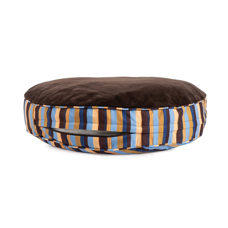 Round Stripe Dog Bed with Fur