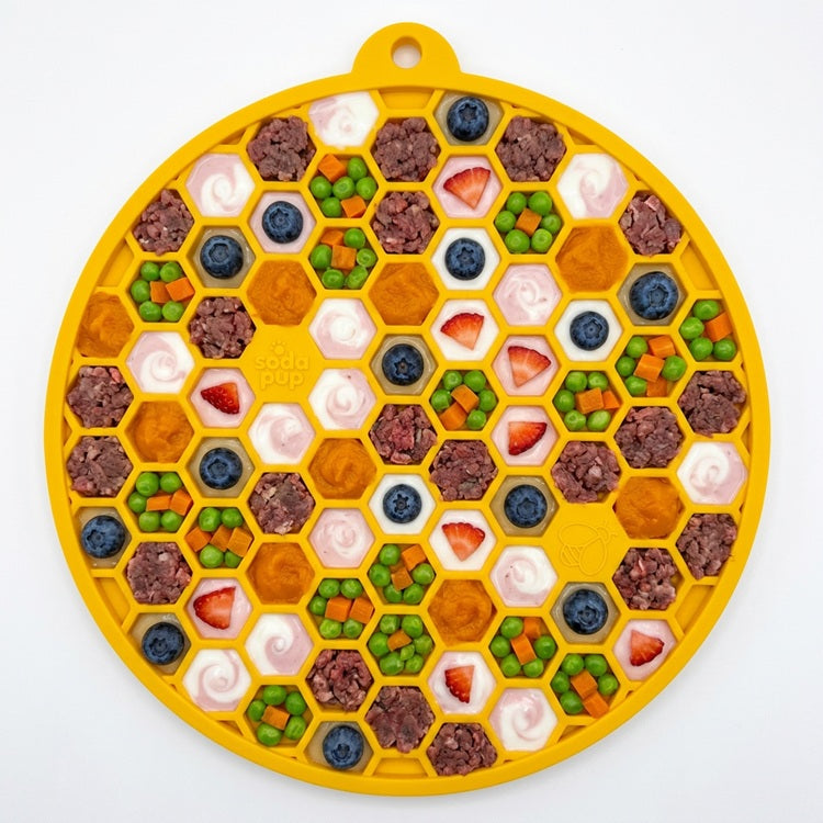 Honeycomb Design emat - Enrichment Lick Mat For Dogs and Cats - With Suction Cups | USA Made