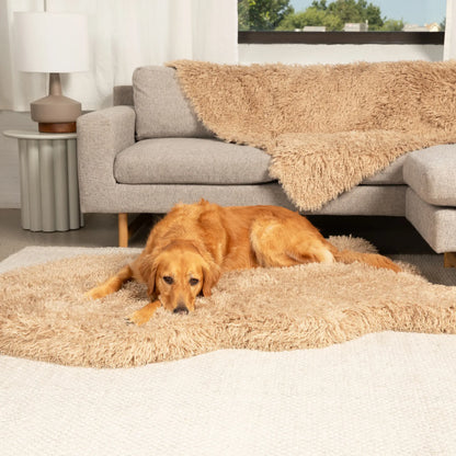 PupRug™ Luxe Faux Fur Orthopedic Dog Bed -  Plush Sheep Tan Paw.com