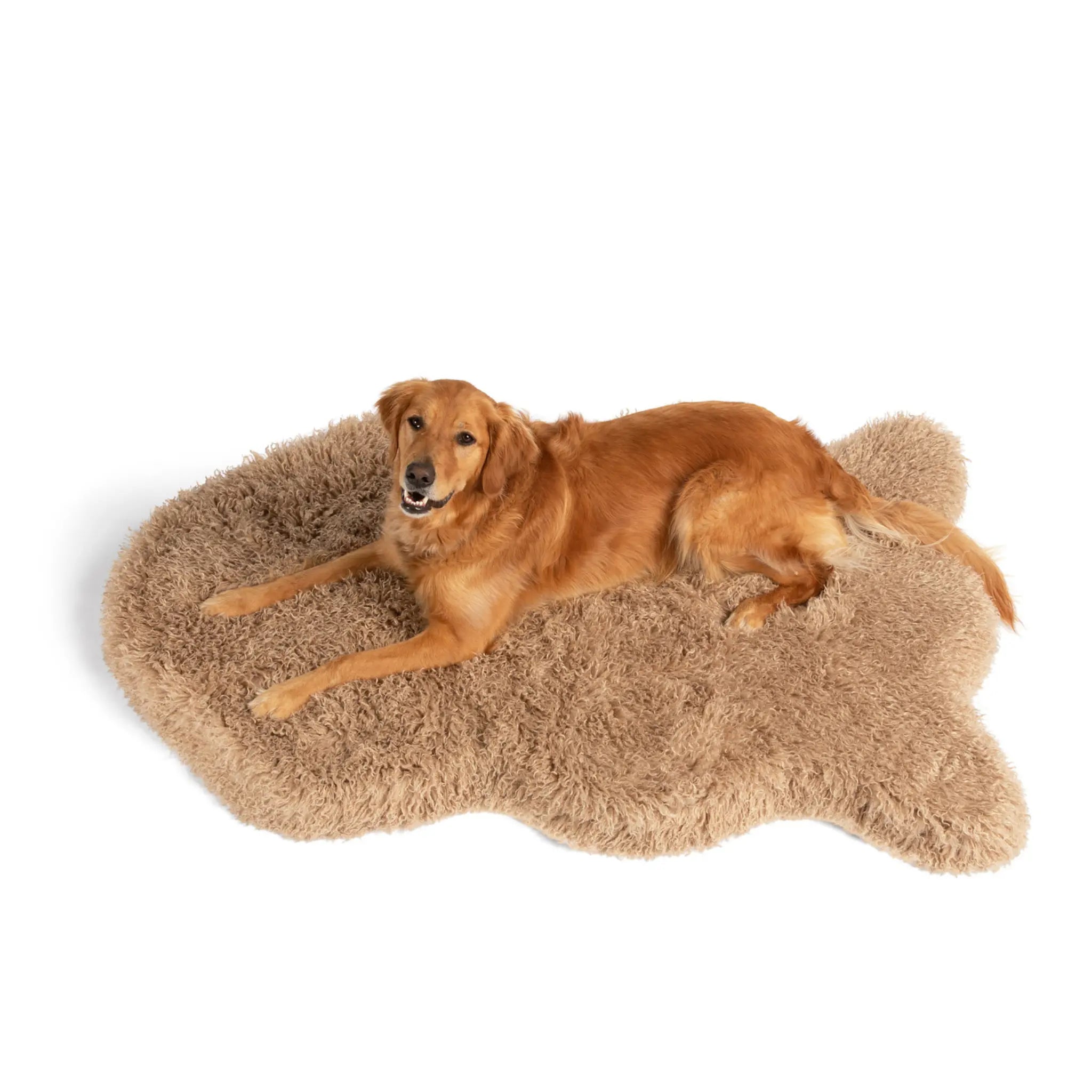 PupRug® Luxe Faux Fur Orthopedic Dog Bed -  Plush Sheep Tan Paw.com