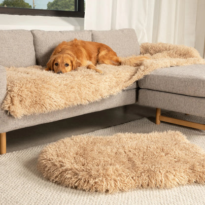 PupProtector™ Luxe Waterproof Bed Runner - Plush Sheep Tan Paw.com