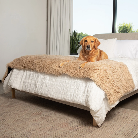 PupProtector™ Luxe Waterproof Bed Runner - Plush Sheep Tan Paw.com