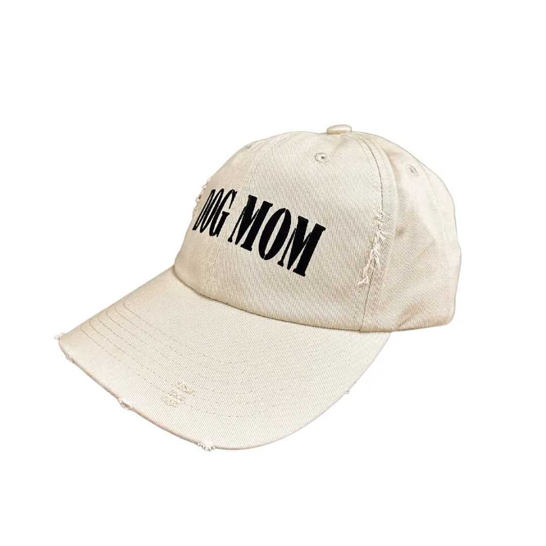 Dog Mom Distressed Cap - Tan - K9 Outdoors