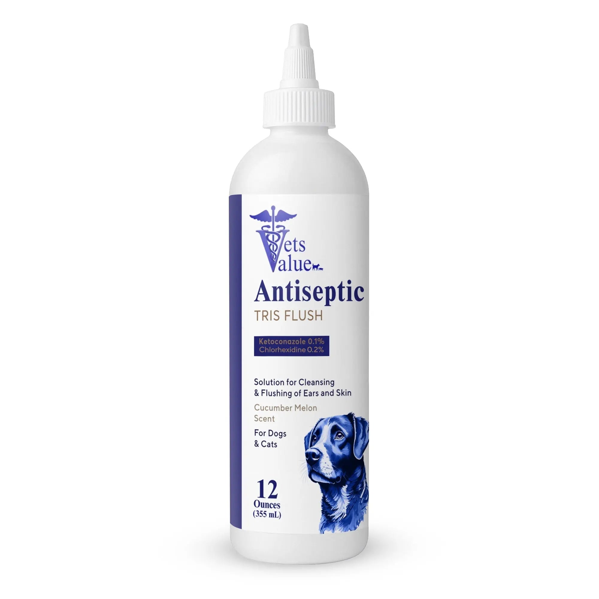 Veterinary Ear Flush for Dogs and Cats 8oz- Clear Therapy Cleaner Alcohol-Free, Itch-Relief Yeast Infections, Supports Healthy Canals - Optimized Solution Dog Washing, White/Clear