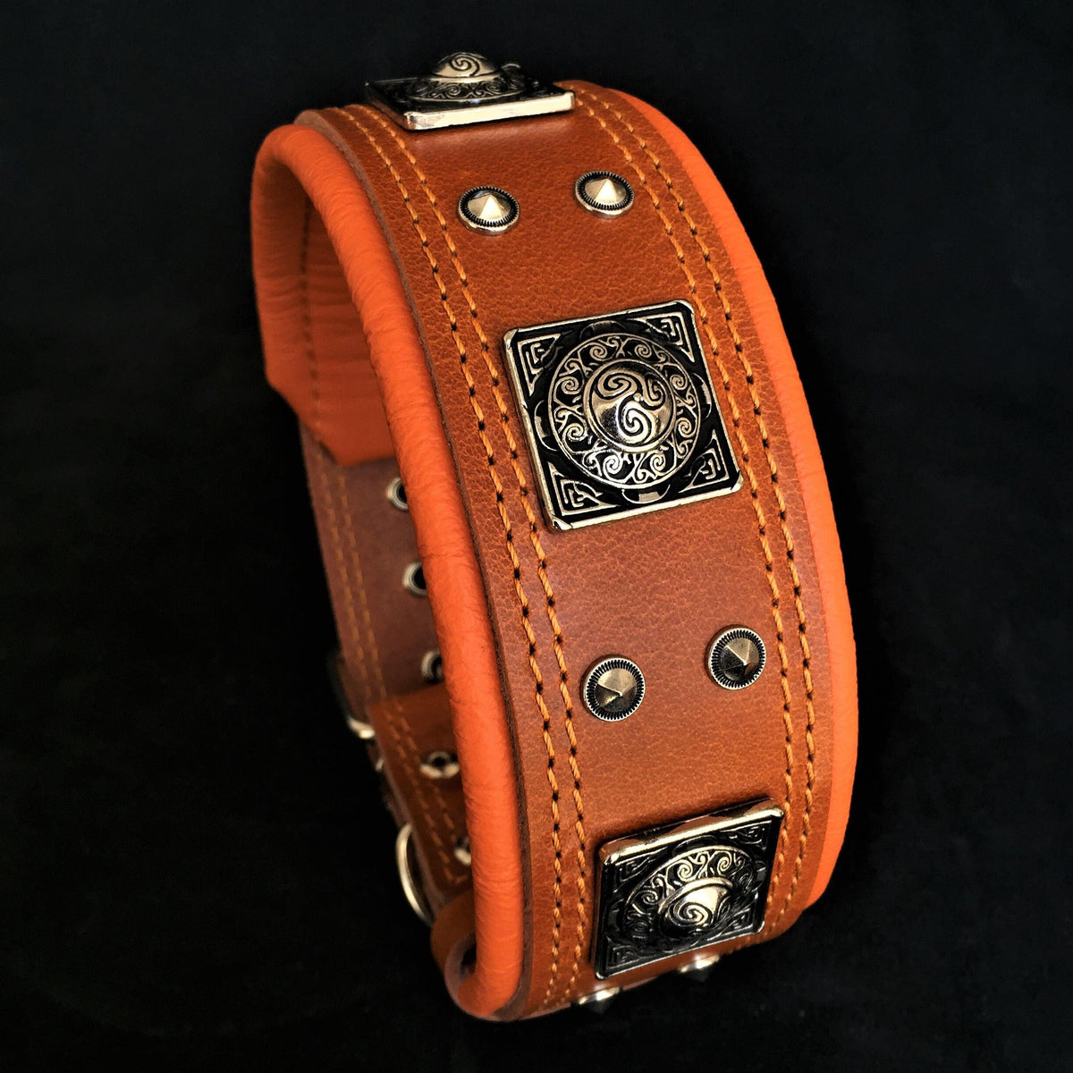 Bestia Eros 2.5" Leather Dog Collar – Brown