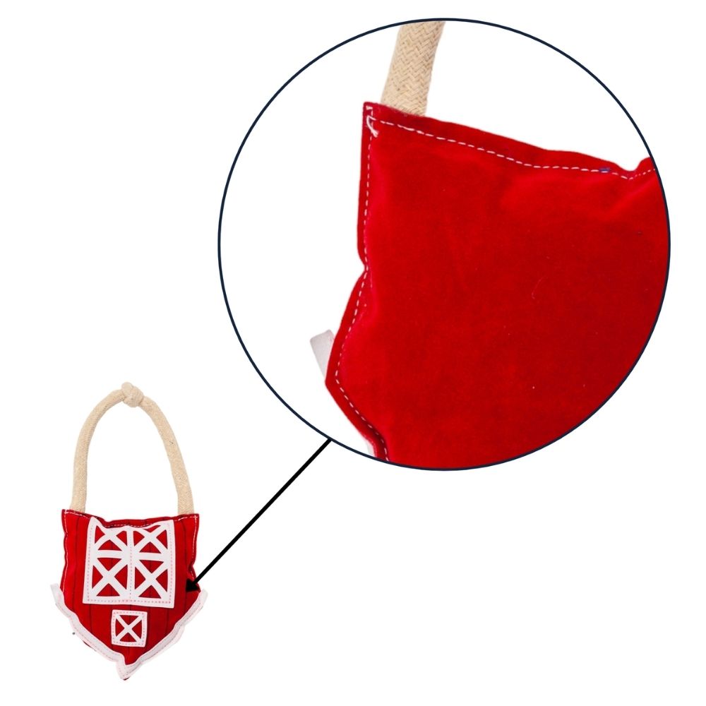 Country Living Faux Leather Red Barn Dog Chew Toy, 12 × 6.3 in