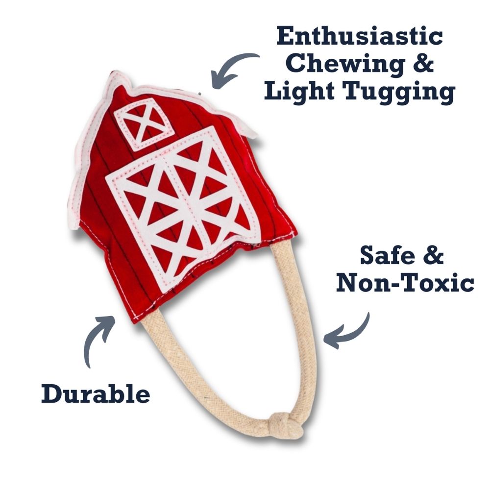 Country Living Faux Leather Red Barn Dog Chew Toy, 12 × 6.3 in
