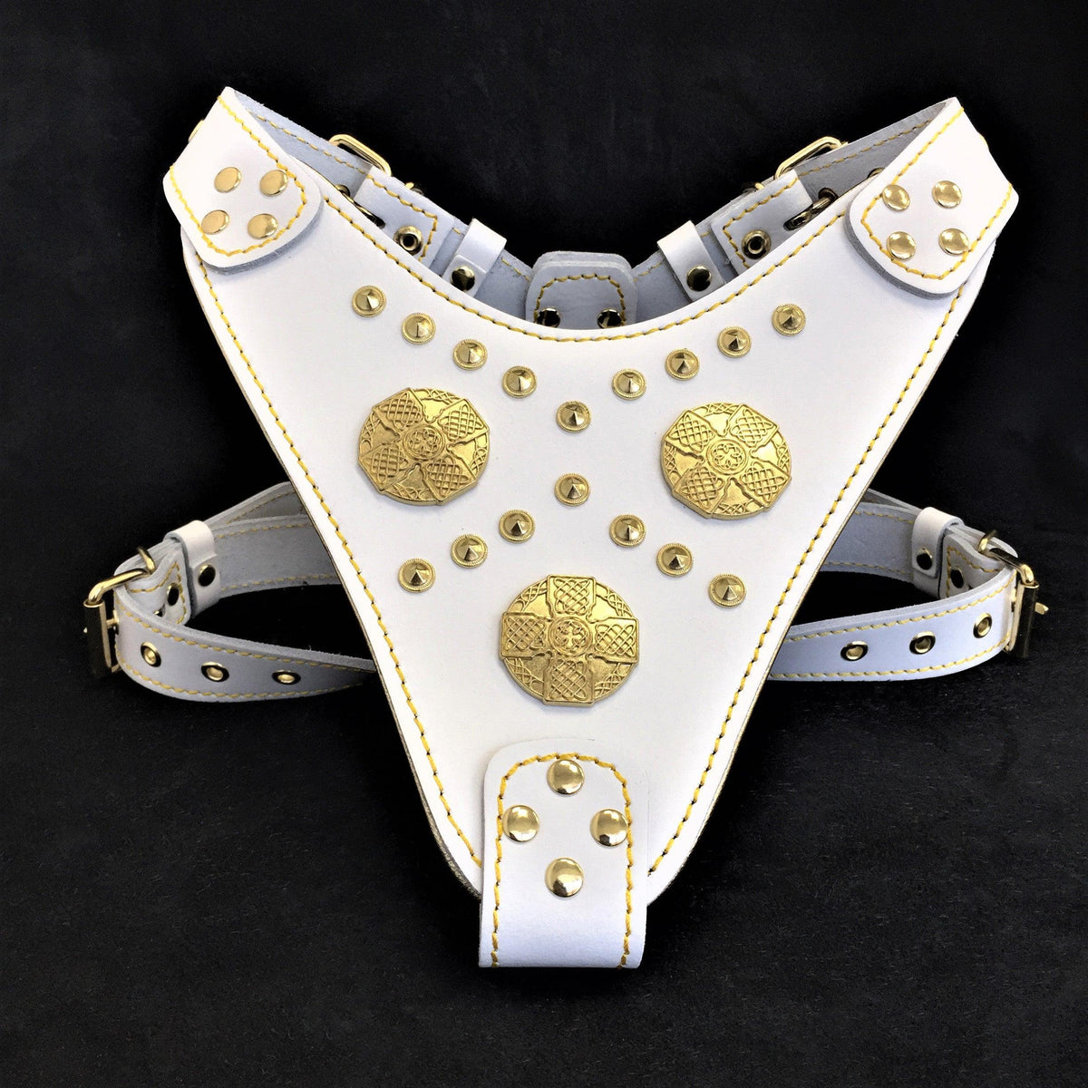 Bestia Maximus Leather Dog Harness – White
